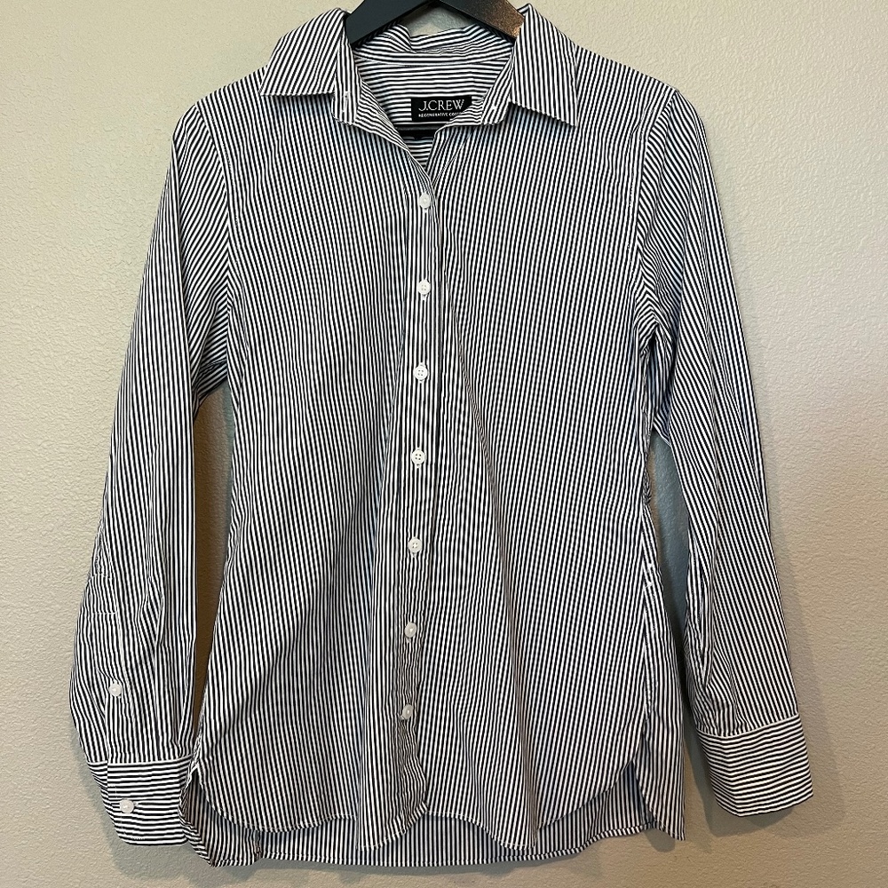 JCrew Women's Wren slim shirt in striped stretch cotton poplin Size 4